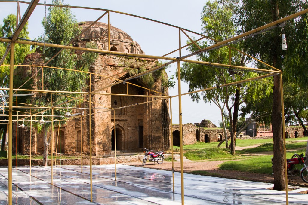 Rawat Fort - Inside View of Dome from a court yard of a modern mosque